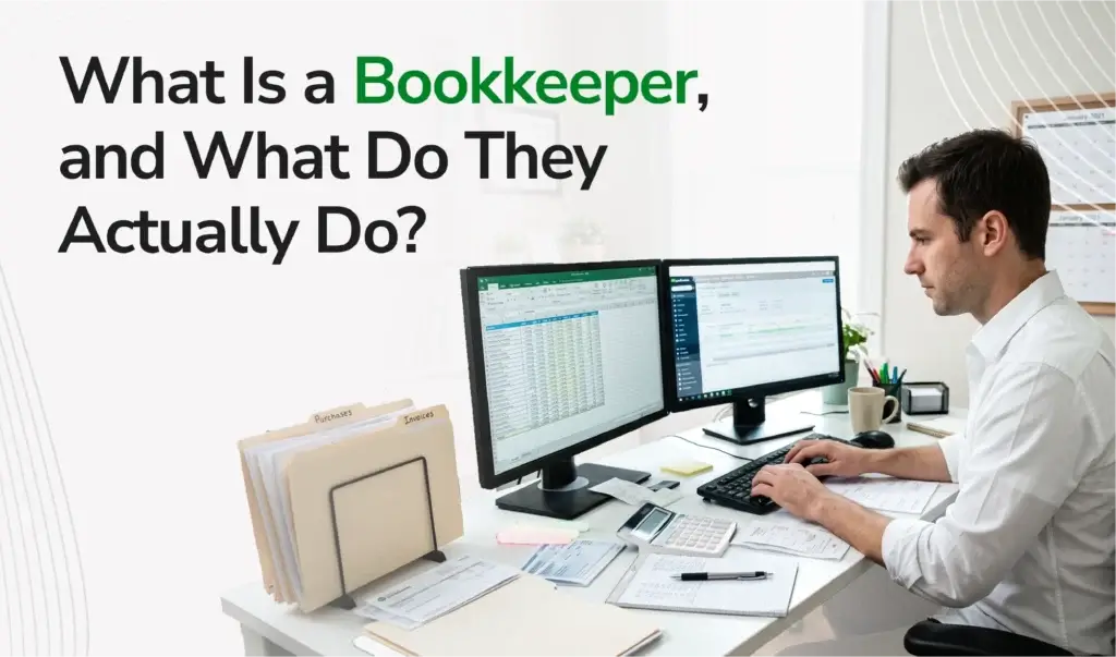 What is a bookkeeper: a bookkeeper reconciling a small business bank statement
